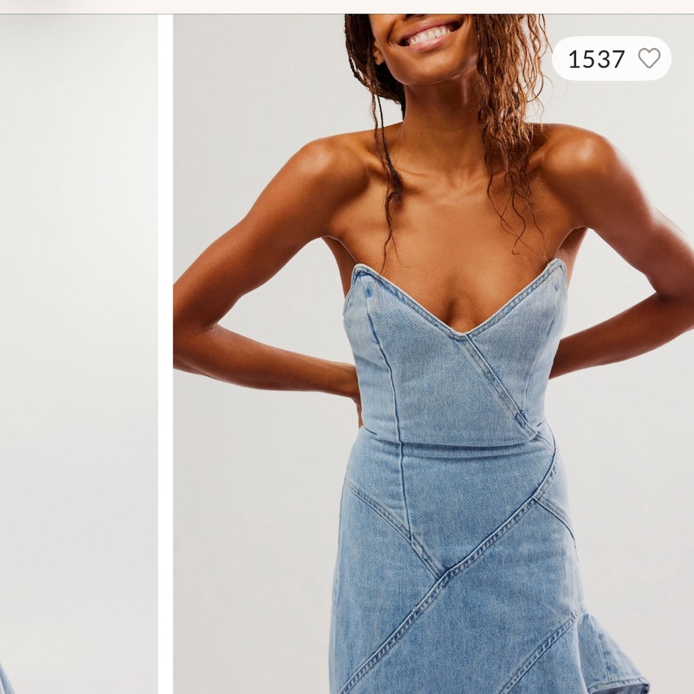 Strapless Light Blue Ruffle High-Low Dress - Picture 4 of 16